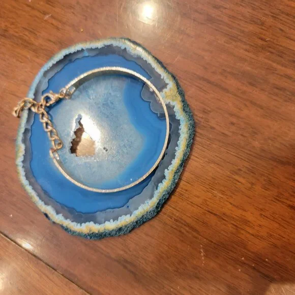 Gold .25" Width Open Cuff Bangle Bracelet with Lobster Claw Clasp - Picture 2 of 10